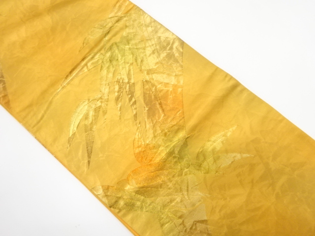 竹笹模様織り出し　袋帯